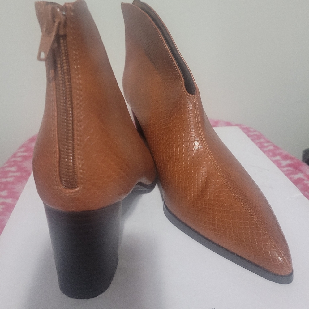 Ashro Brown Ankle Booties with Textured Leather